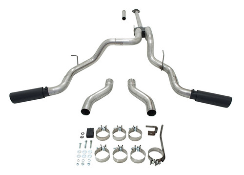 Exhaust System - Outlaw - Cat-Back - 3 in Tailpipe - 4 in Tips - Stainless - Black / Natural - Ford Fullsize Truck 2009-14 - Kit