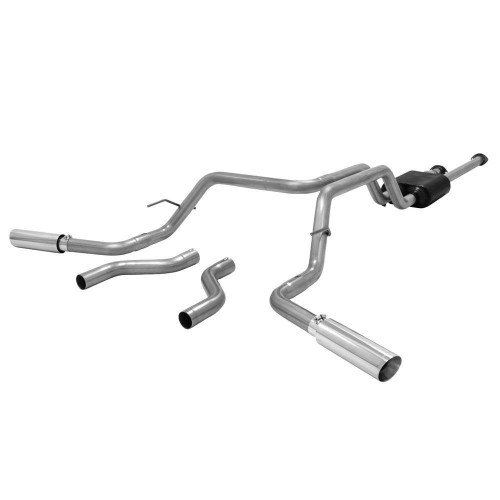 Exhaust System - American Thunder - Cat-Back - 2-1/2 in Tailpipe - 3-1/2 in Tips - Stainless - Natural - Toyota Fullsize Truck 2009-21 - Kit