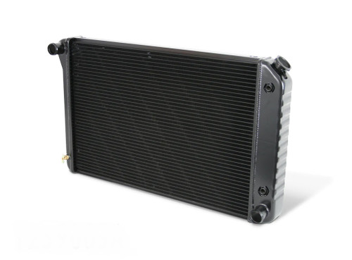 Radiator - Direct Fit - 31 in W x 18.5 in H x 3.25 in D - Single Pass - Driver Side Inlet - Passenger Side Outlet - Automatic Transmission - Aluminum - Black Paint - GM F-Body 1970-81 - Each Radiator - Direct Fit - 31 in W x 18.5 in H x 3.25 in D - Single Pass - Driver Side Inlet - Passenger Side Outlet - Automatic Transmission - Aluminum - Black Paint - GM F-Body 1970-81 - Each