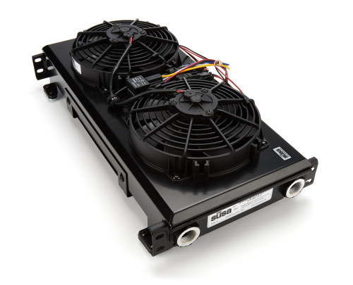 Fluid Cooler and Fan - ProLine Super STD 3 Series - 10.04 x 18.54 x 5.25 in - Plate Type - 22 mm x 1.50 Female Inlet / Outlet - Aluminum - Black Paint - Universal - Each