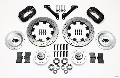 Brake System - Dynalite - Front - 4 Piston Caliper - 12 in Drilled / Slotted Iron Rotor - Offset - Aluminum - Black - GM B-Body / F-Body / X-Body 1979-90 - Kit