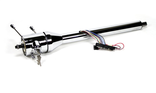 Steering Column - Tilt - 2 in Tube - 32 in Length - Hazard / Key / Turn Signal - Steel - Chrome - Universal - Each