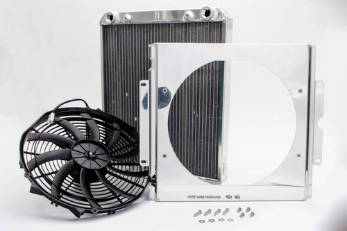 Radiator - Dragster / Roadster - 17.063 in W x 21 in H x 3 in D - Bottom Side Inlet - Bottom Side Outlet - Aluminum - Natural - Kit