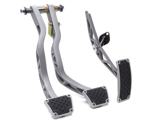 Pedal Assembly - Brake / Clutch / Gas - Firewall Mount - Rubber Pads - Aluminum - Graphite / Silver Powder Coat - GM A-Body 1967 - Kit
