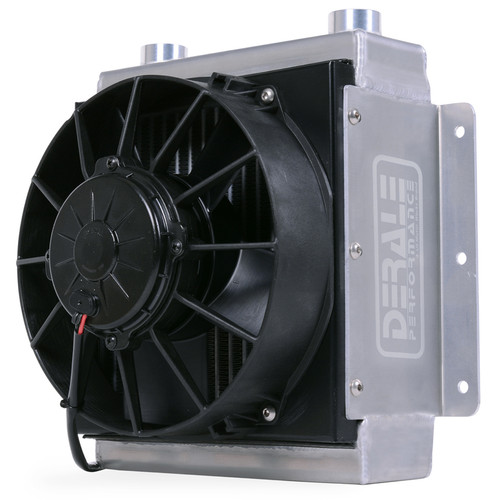 Fluid Cooler and Fan - 12.375 x 11.875 x 8.5 in - Tube Type - 10 AN Female O-Ring Inlet / Outlet - Universal - Each