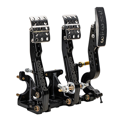 Pedal Assembly - Tru-Bar - Brake / Clutch / Throttle - 4.75-5.75 to 1 Ratio - 9.16-10.39 in Long - Forward Floor Mount - Linkage Included - Aluminum - Black Paint - Universal - Kit