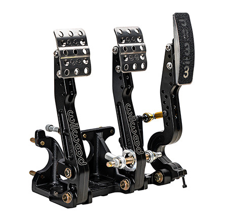 Pedal Assembly - Tru-Bar - Brake / Clutch / Throttle - 4.75-5.75 to 1 Ratio - 9.16-10.39 in Long - Forward Floor Mount - Linkage Included - Aluminum - Black Paint - Universal - Kit