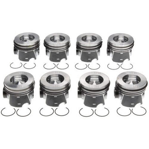 Piston and Ring - Forged - 3.880 in Bore - 3.0 x 2.0 x 3.0 mm Ring Groove - Flat - Combustion Chamber - 6.4 L - Ford PowerStroke - Kit