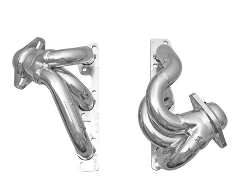 Headers - Shorty - 1-1/2 in Primary - Stock Collector Flange - Stainless - Metallic Ceramic - Jeep V6 - Jeep Wrangler JK 2007-11 - Pair