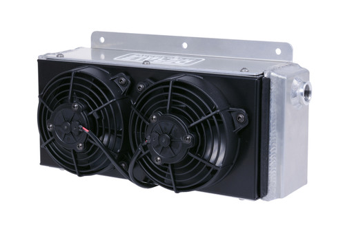 Fluid Cooler and Fan - 15 x 8.25 x 7 in - Tube Type - 10 AN Female O-Ring Inlet / Outlet - Universal - Each