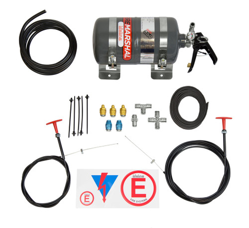 Fire Suppression System - Zero 360 Fire Marshall - Manual - Novec 1230 - FIA Approved - SFI Rated - 5 lb Bottle - Fittings / Hose / Mount / Pull Cable - Kit
