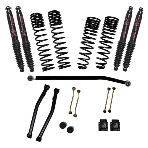 Suspension Lift Kit - 3-1/2 in Lift - Bump Stops / Hardware / Lower Links / Shocks / Spacers / Springs / Sway Bar End Links / Track Bar - Jeep Gladiator 2021 - Kit