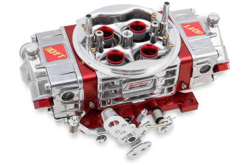 Carburetor - Q-Series Forced Induction - 4-Barrel - 750 CFM - Square Bore - No Choke - Mechanical Secondary - Dual Inlet - Polished / Red Anodized - Each