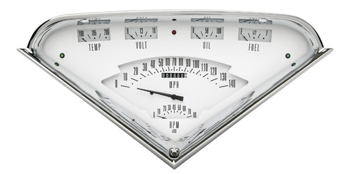 Gauge Kit - Tach Force - Analog - Water Temperature / Voltmeter / Oil Pressure / Fuel Pressure / Tachometer / Speedometer - White / Chrome Panel - GM Fullsize Truck 1955-59 - Kit
