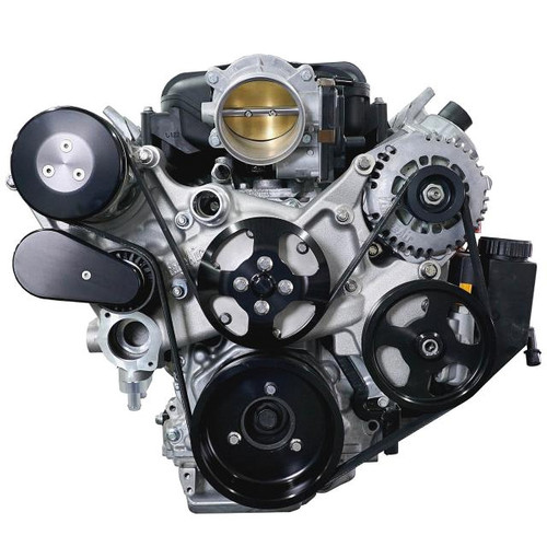 Pulley Kit - Front Runner Low Profile - 6-Rib Serpentine - Aluminum - Black Anodized - GM GenV LT-Series - Kit