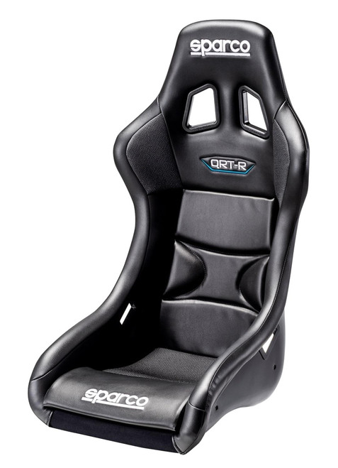 Seat - QRT-R - Non-Reclining - FIA Approved - Side Bolsters - Harness Openings - Fiberglass Composite - Fire-Retardant Non-Slip Fabric - Vinyl - Black - Each