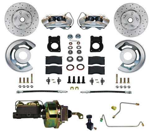 Brake System - Disc Conversion - Front - 4 Piston Caliper - 11.00 in Rotors - Iron - Zinc Oxide - Ford Mustang 1964-66 - Kit