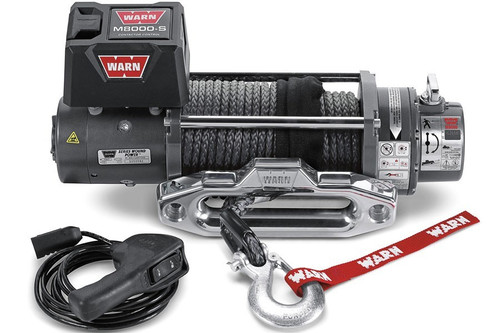 Winch - M8000-S - 8000 lb Capacity - Hawse Fairlead - 12 ft Remote - 3/8 in x 100 ft Synthetic Rope - 12V - Kit