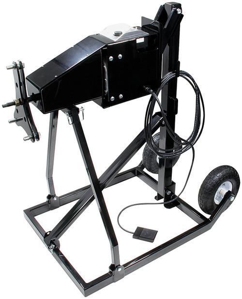 Tire Prep Stand - Electric - 110V - High Torque - Cart / Foot Pedal / Motor / Wheels - 5 x 5 / Wide 5 Wheels - Black Paint - Kit