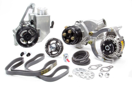 Pulley Kit - 6-Rib / HTD Serpentine - Aluminum - Black Anodized - Small Block Chevy - Kit
