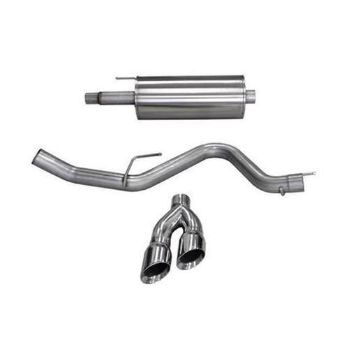 Exhaust System - Sport - Cat-Back - 3 in Diameter - Single Side Exit - Dual 4 in Polished Tips - Stainless - Natural - Super Cab / Super Crew - 5.0 L - Ford Fullsize Truck 2015-19 - Kit