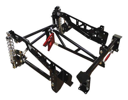 Rear Suspension Kit - Single Adjustable - 200 lb/in Spring Rate - Crossmember / Panhard Bar / Shocks / Springs / Trailing Arms - Steel - Black Powder Coat - GM Fullsize Truck 1965-72 - Kit