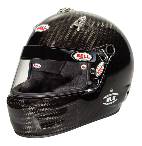 Helmet - M8 - Snell SA2020 - FIA Approved - Head and Neck Support Ready - Carbon Fiber - Size 7-1/8 - - Each