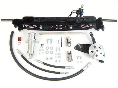 Rack and Pinion - Power - Aluminum - Black Powder Coat - Disc Brake Spindles - 2WD - GM Fullsize Truck 1960-66 - Kit