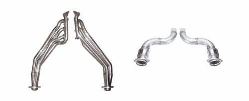 Headers - Long Tube - 1-3/4 to 1-7/8 in Stepped Primaries - Catted Mid-Pipes Included - Stainless - Natural - Ford Coyote - Ford Mustang 2015-18 Kit