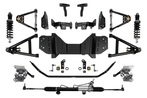 Suspension Handling Kit - Brackets / Bushings / Coil-Over System / Control Arms / Shocks / Sway Bar - Black Powder Coat - GM Fullsize Truck 1967-72 - Kit