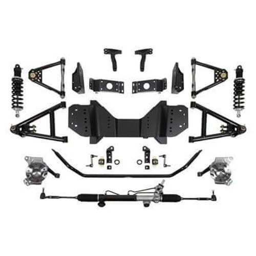 Front Suspension Kit - Front - Double Adjustable - Bracket / Control Arms / Hardware / Shocks / Springs / U-Bolt Kit - Steel - Black Powder Coat - Chevy Fullsize Truck 1973-87 - Kit