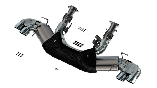 Exhaust System - ATAK - Cat-Back - 3 in Diameter - Dual Rear Exit - 4 in Polished Tips - Stainless - Natural - Chevy Corvette 2020-23 - Kit Exhaust System - ATAK - Cat-Back - 3 in Diameter - Dual Rear Exit - 4 in Polished Tips - Stainless - Natural - Chevy Corvette 2020-23 - Kit