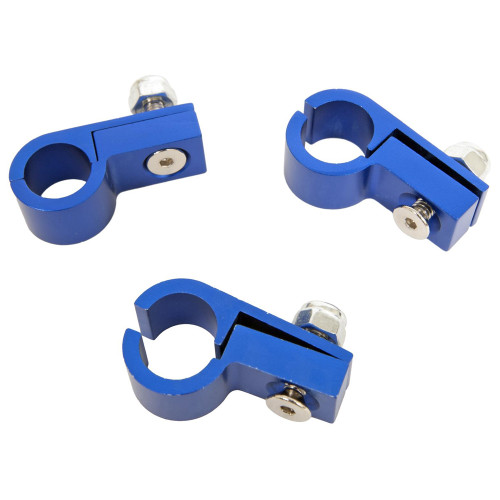 Line Clamp - 2 Piece - 6 AN ID - Aluminum - Blue Anodized - Set of 3