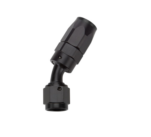 Fitting - Hose End - 30 Degree - 6 AN Hose to 6 AN Female Swivel - Aluminum - Black Anodized - Each