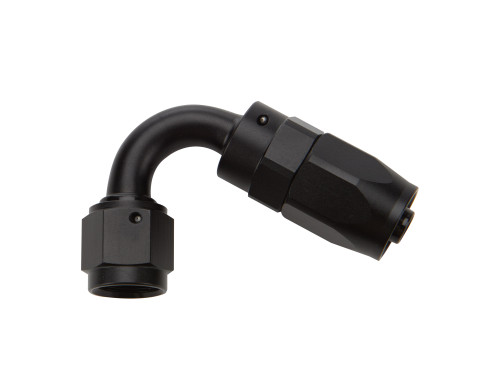 Fitting - Hose End - 120 Degree - 6 AN Hose to 6 AN Female Swivel - Aluminum - Black Anodized - Each