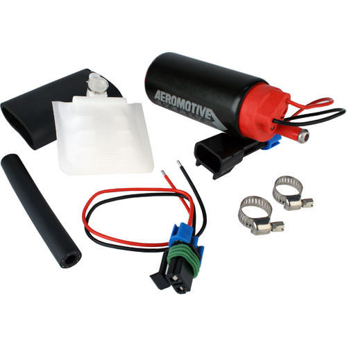 Fuel Pump - 340 Stealth - Electric - In-Tank - 340 lph at 40 psi - Offset Filter Sock Inlet - 0.362 in Outlet - Install Kit - E85 / Gas - Kit Fuel Pump - 340 Stealth - Electric - In-Tank - 340 lph at 40 psi - Offset Filter Sock Inlet - 0.362 in Outlet - Install Kit - E85 / Gas - Kit