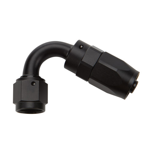 Fitting - Hose End - 120 Degree - 10 AN Hose to 10 AN Female Swivel - Aluminum - Black Anodized - Each