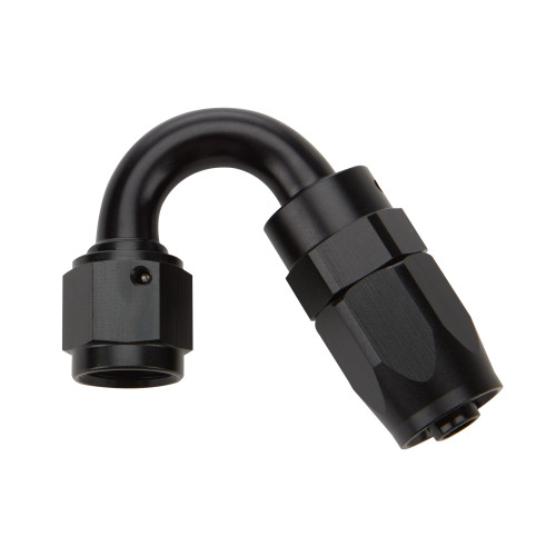 Fitting - Hose End - 150 Degree - 10 AN Hose to 10 AN Female Swivel - Aluminum - Black Anodized - Each