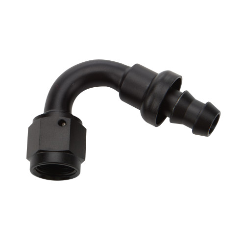 Fitting - Hose End - 120 Degree - 16 AN Hose Barb to 16 AN Female - Aluminum - Black Anodized - Each