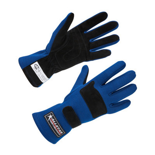 Driving Gloves - SFI 3.3/5 - Double Layer - Nomex / Suede - Blue / Black - X-Large - Pair