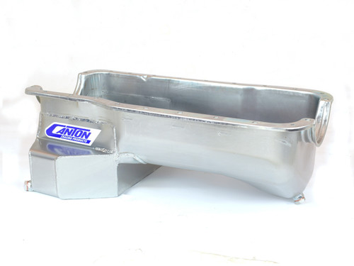 Engine Oil Pan - Street / Strip / Road Race - Rear Sump - 7 qt - 7.5 in Deep - Steel - Cadmium - Small Block Ford - Each