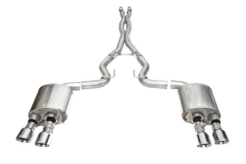 Exhaust System - Xtreme - Cat-Back - 3 in Diameter - 4.5 in Polished Tips - Stainless - Natural - Ford Coyote - Ford Mustang 2024 - Kit