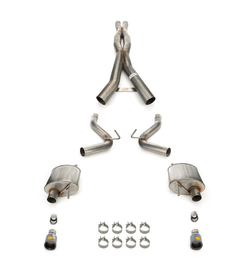 Exhaust System - Xtreme - Cat-Back - 3 in Diameter - 4.5 in Black Tips - Stainless - Natural - Ford Coyote - Ford Mustang 2024 - Kit