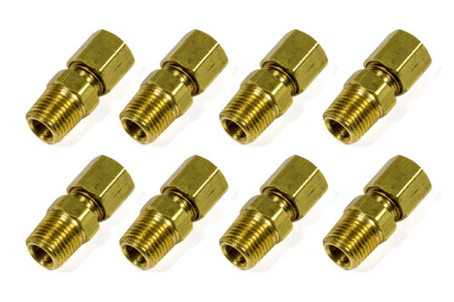 Fitting - Adapter - Straight - 1/8 in NPT Female to 3/16 in Tube Compression Fitting - Brass - Natural - Set of 8