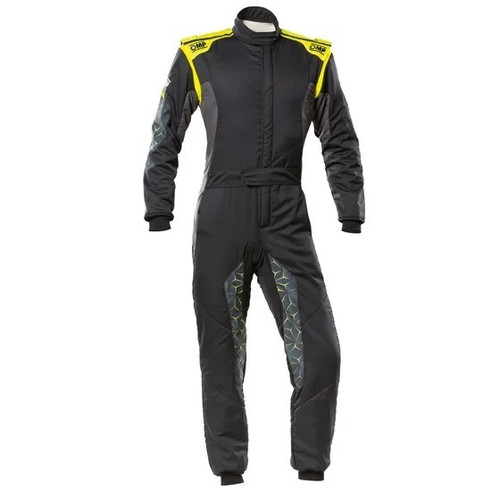 Suit - Tecnica Hybrid - Driving - 1-Piece - FIA Approved - Double Layer - Nomex - Black / Fluorescent Yellow - Size 56 - Large/X-Large - Each