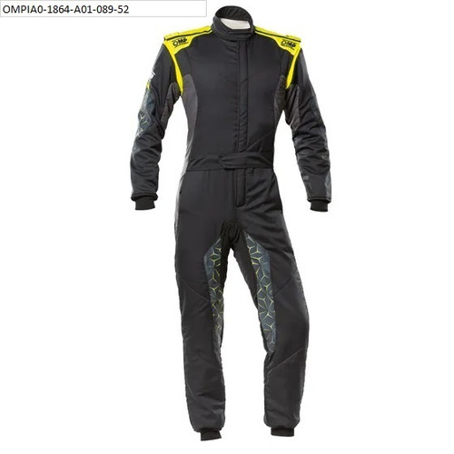 Suit - Tecnica Hybrid - Driving - 1-Piece - FIA Approved - Double Layer - Nomex - Black / Fluorescent Yellow - Size 60 - X-Large/2X-Large - Each
