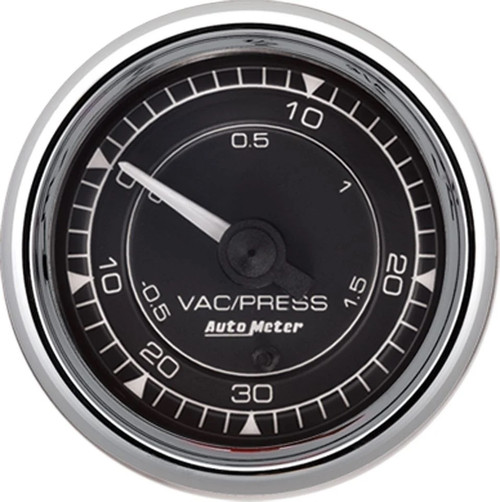 Boost / Vacuum Gauge - Chrono Series - 0-30 psi - Mechanical - Analog - 2-1/16 in Diameter - Black Face - Each