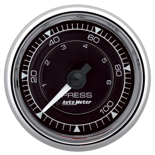 Oil Pressure Gauge - Chrono Series - 0-100 psi - Mechanical - Full Sweep - 2-1/16 in Diameter - Black Face - Each