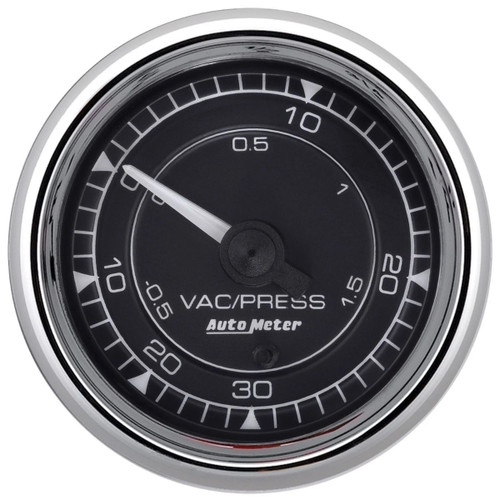 Boost / Vacuum Gauge - Chrono Series - 0-30 psi - Electric - 2-1/16 in Diameter - Black Face - Each