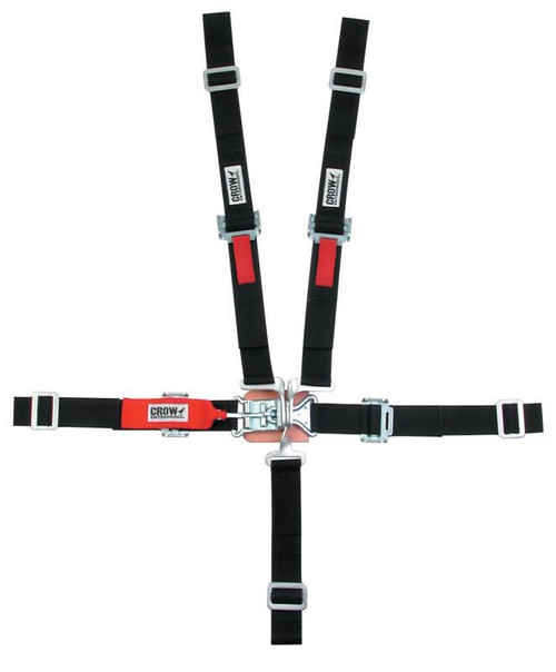 Harness - Latch and Link - 5 Point - SFI 16.2 - 55 in Length - Pull Down Adjust - Wrap Around - Individual Harness - Black - Kit